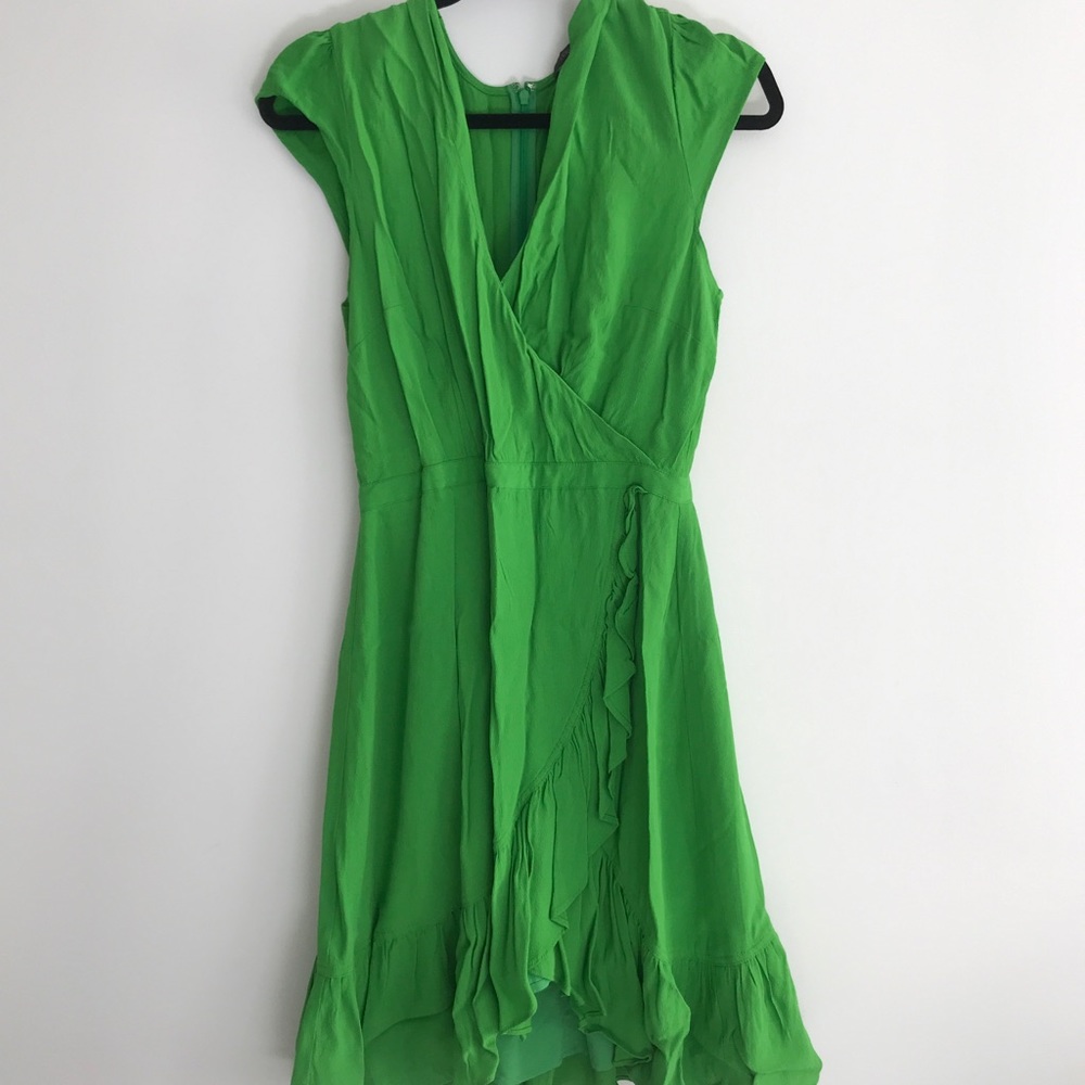 JCrew green ruffle dress. Faux wrap. NWT. 8T